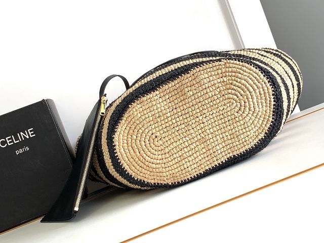 Celine original raffia supple shoulder bag 114342 black