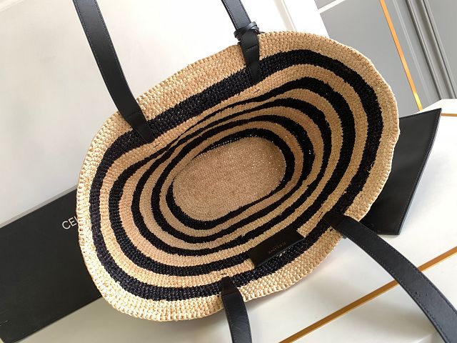 Celine original raffia supple shoulder bag 114342 black