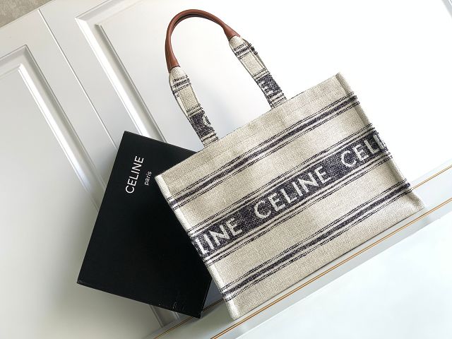 Celine original textile large cabas thais 196762 white&grey