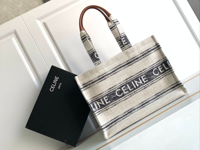 Celine original textile large cabas thais 196762 white&grey