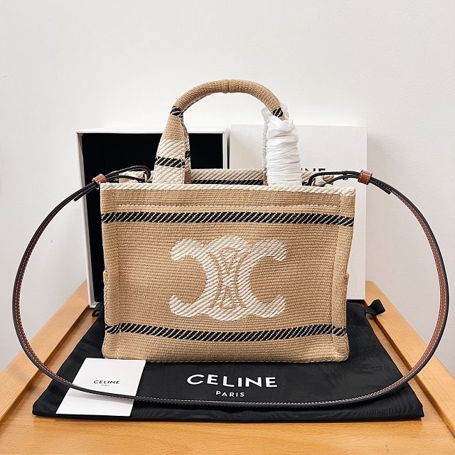 Celine original textile small cabas thais 199162 apricot&white