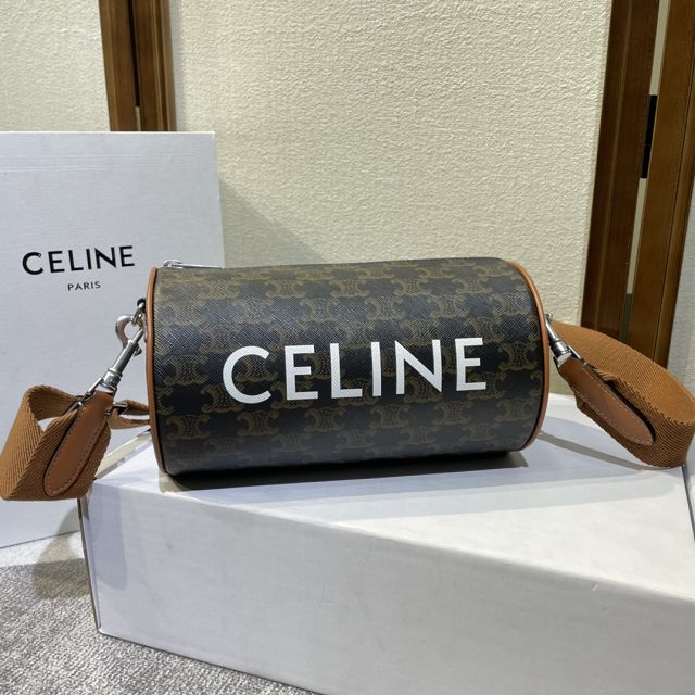 Celine original triomphe canvas boston bag 110052 tan