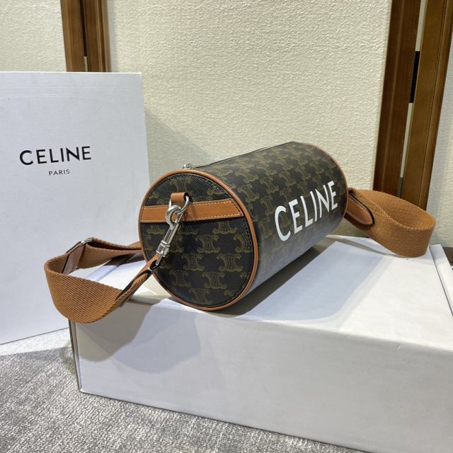 Celine original triomphe canvas boston bag 110052 tan