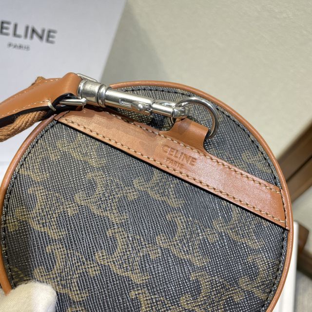 Celine original triomphe canvas boston bag 110052 tan