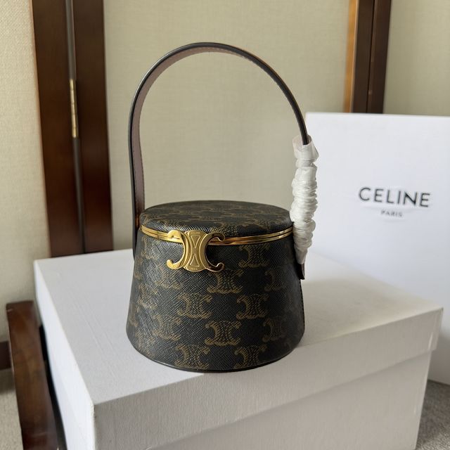 Celine original triomphe canvas cosmetic case 111353 tan