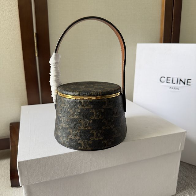 Celine original triomphe canvas cosmetic case 111353 tan