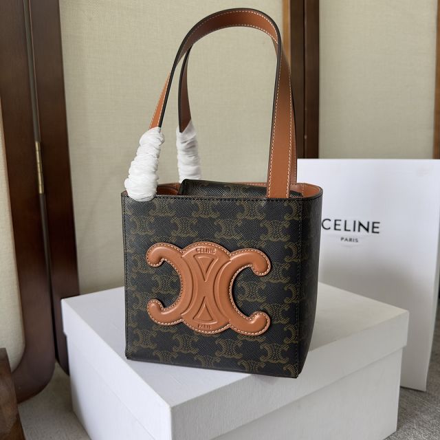 Celine original triomphe canvas cube bag 199202 tan