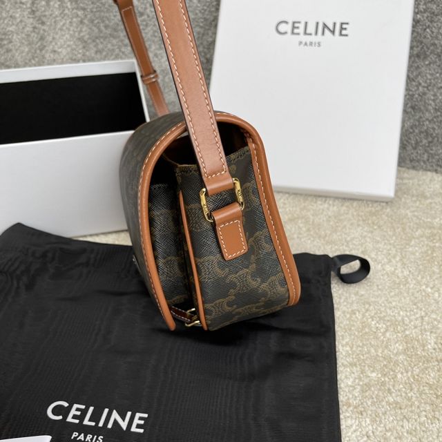 Celine original triomphe canvas medium folco bag 191502 tan