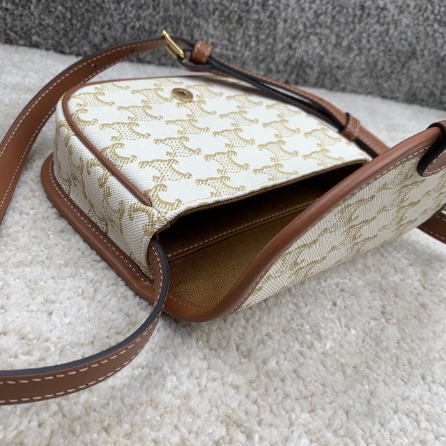 Celine original triomphe canvas mini folco bag 196702 white