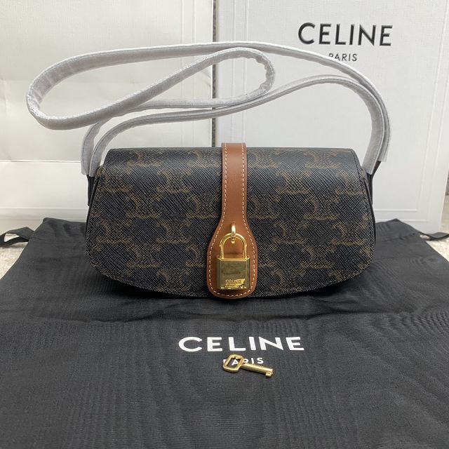 Celine original triomphe canvas mini tabou clutch 101592 tan