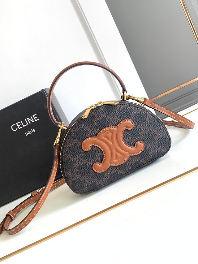 Celine original triomphe canvas moon case 111353 tan