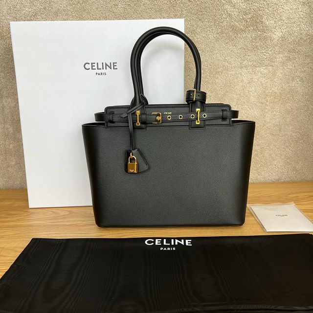 Celine original calfskin conti medium handbag 199873 black