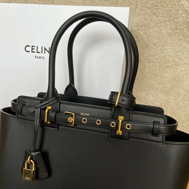 Celine original calfskin conti medium handbag 199873 black