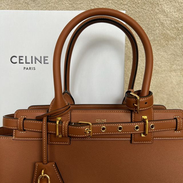 Celine original calfskin conti medium handbag 199873 tan