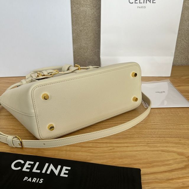 Celine original calfskin conti small handbag 114543 beige