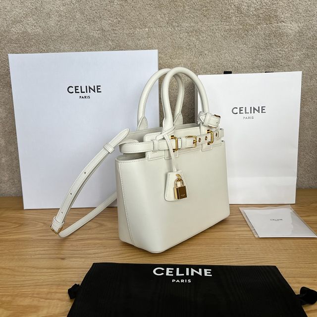 Celine original calfskin conti small handbag 114543 white