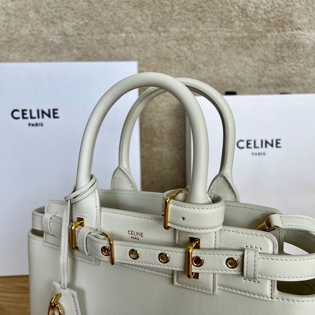 Celine original calfskin conti small handbag 114543 white