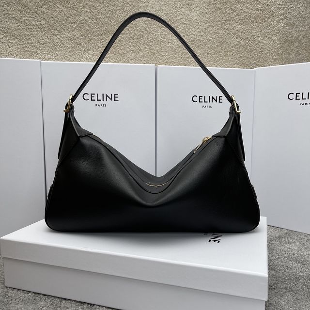 Celine original calfskin medium romy bag 197443 black