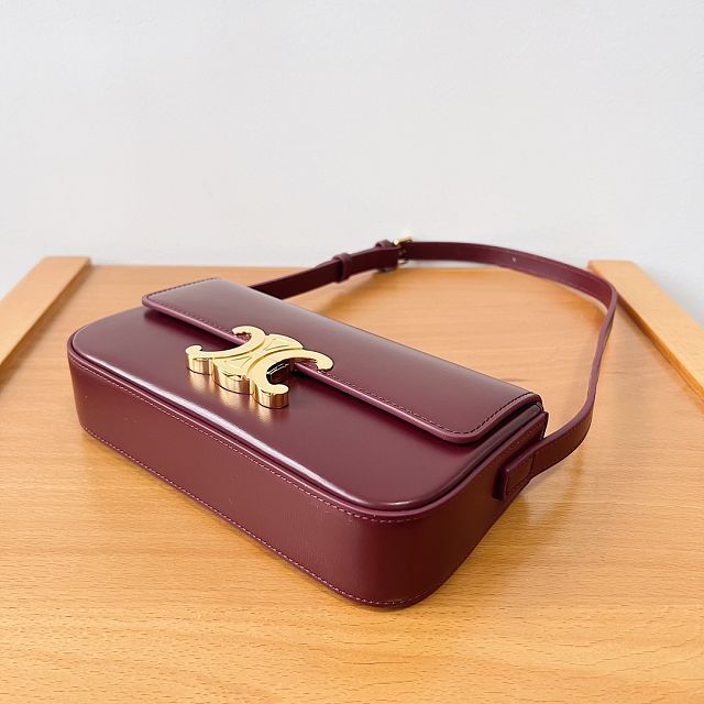 Celine original calfskin triomphe shoulder bag 194143 bordeaux