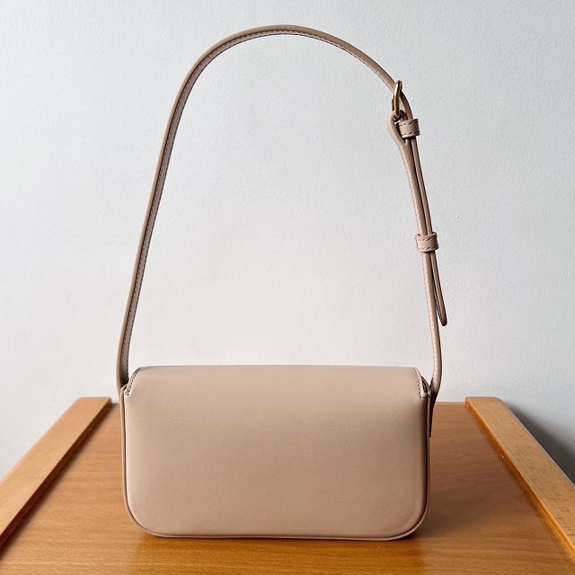 Celine original calfskin triomphe shoulder bag 194143 light apricot