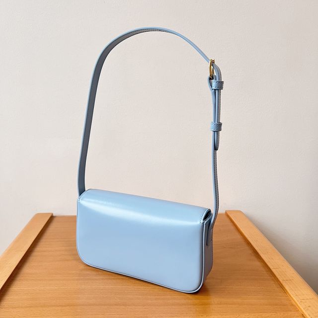 Celine original calfskin triomphe shoulder bag 194143 sky blue