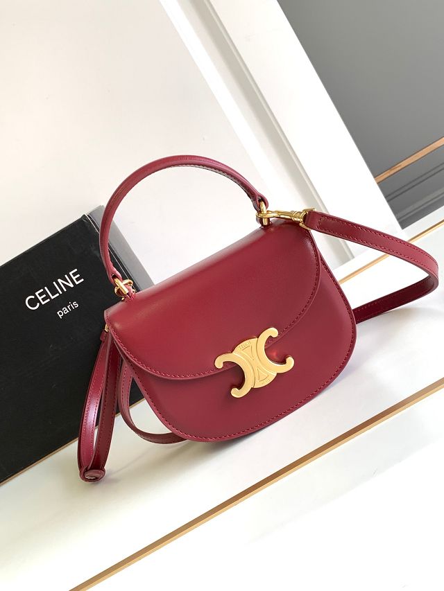 Celine original patent calfskin mini besace bag 10L063 bordeaux