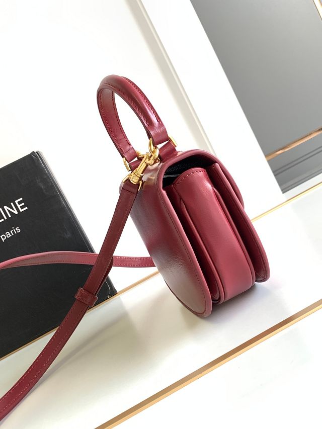 Celine original patent calfskin mini besace bag 10L063 bordeaux