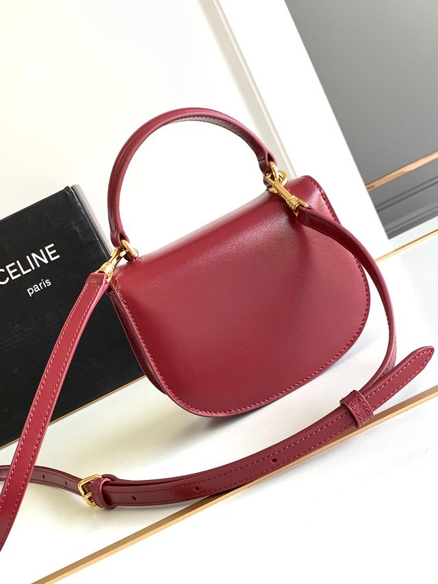 Celine original patent calfskin mini besace bag 10L063 bordeaux