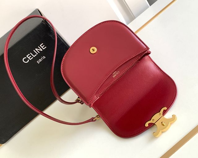 Celine original patent calfskin mini besace bag 10L063 bordeaux