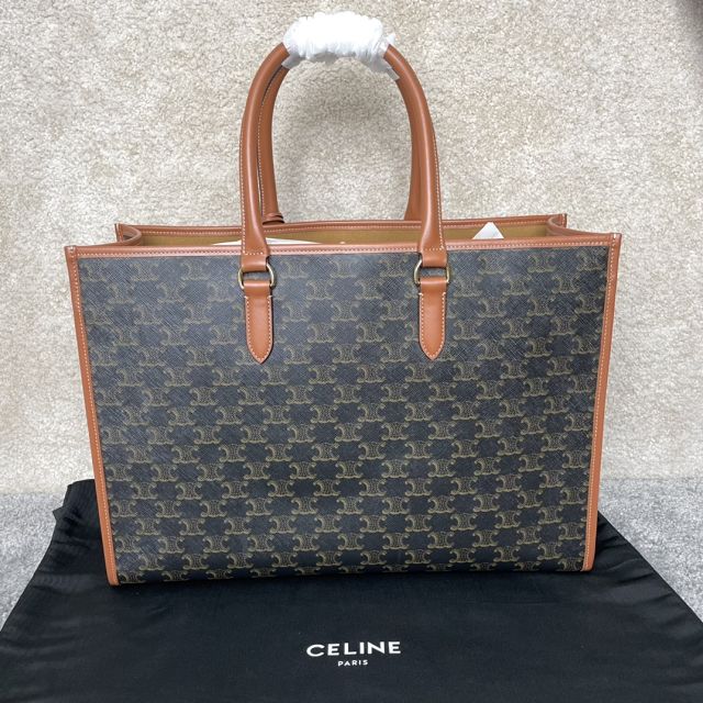 Celine original triomphe canvas large tote bag 197912 tan	