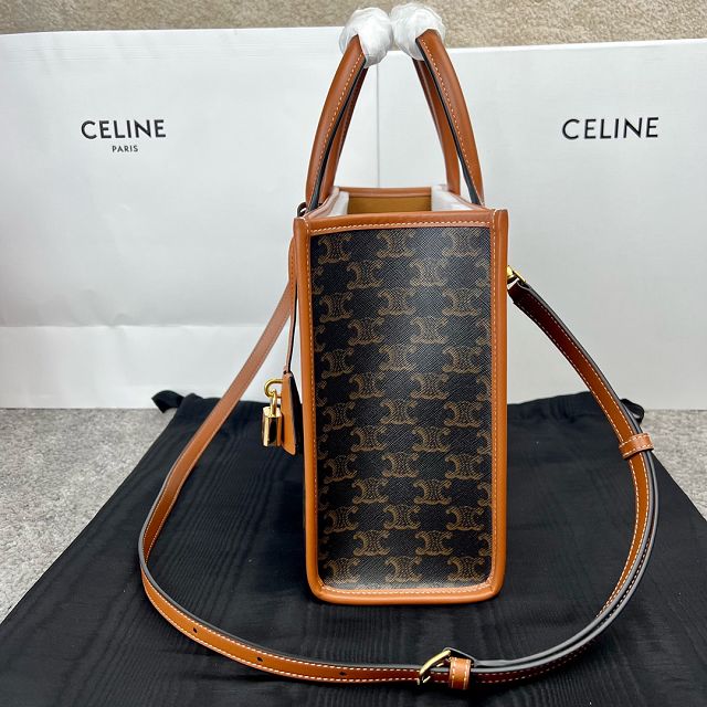 Celine original triomphe canvas medium tote bag 199742 tan