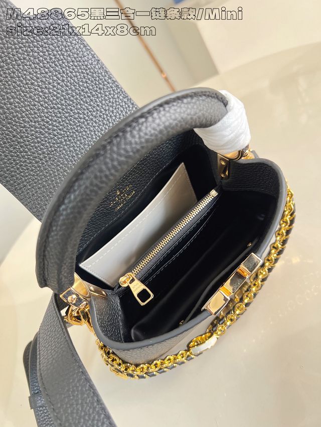 Louis vuitton original calfskin capucines mini M11906 black