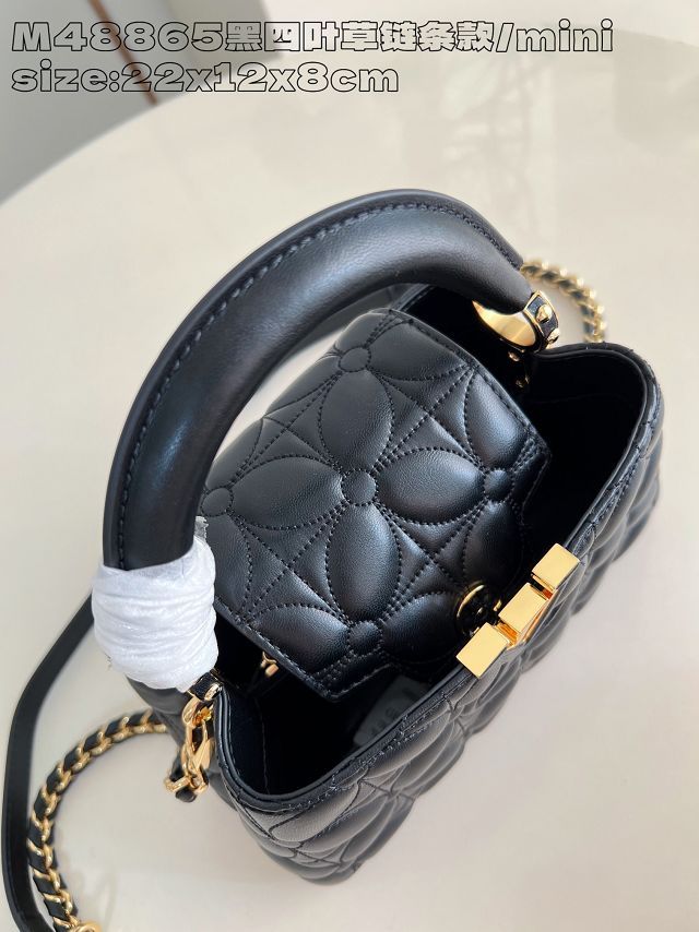 Louis vuitton original lambskin capucines east west mini M25283 black