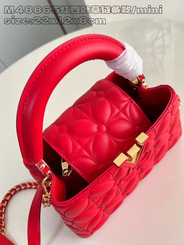 Louis vuitton original lambskin capucines east west mini M25283 red