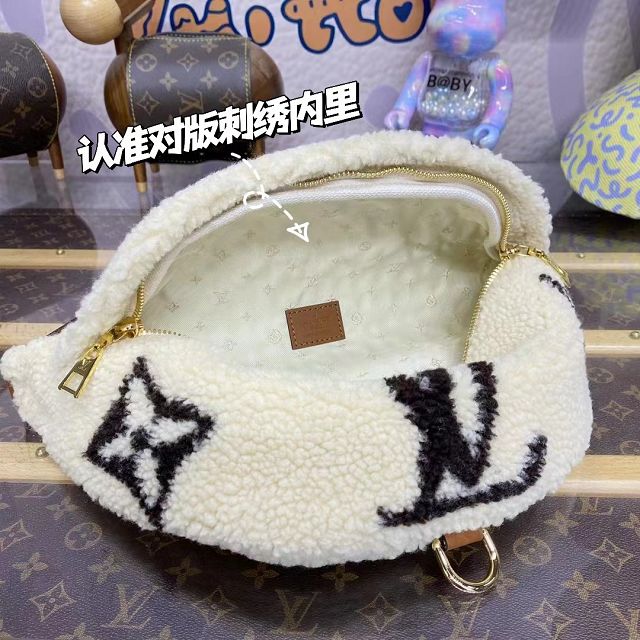 Louis vuitton original shearling bumbag M11799 white