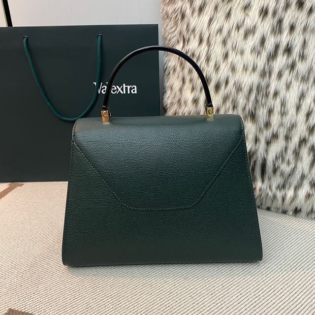 Valextra original calfskin iside medium bag 56028 blackish green