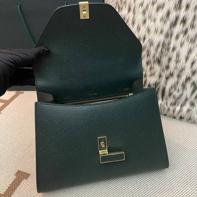 Valextra original calfskin iside medium bag 56028 blackish green