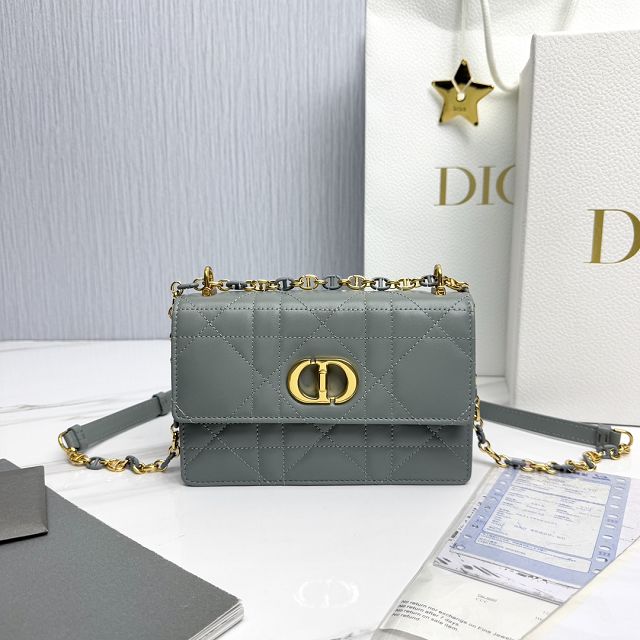 Dior original calfskin mini caro bag M9240 stone grey