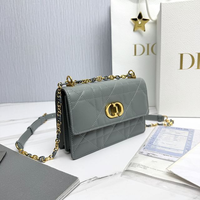 Dior original calfskin mini caro bag M9240 stone grey