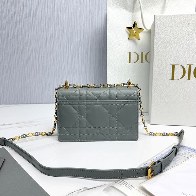 Dior original calfskin mini caro bag M9240 stone grey