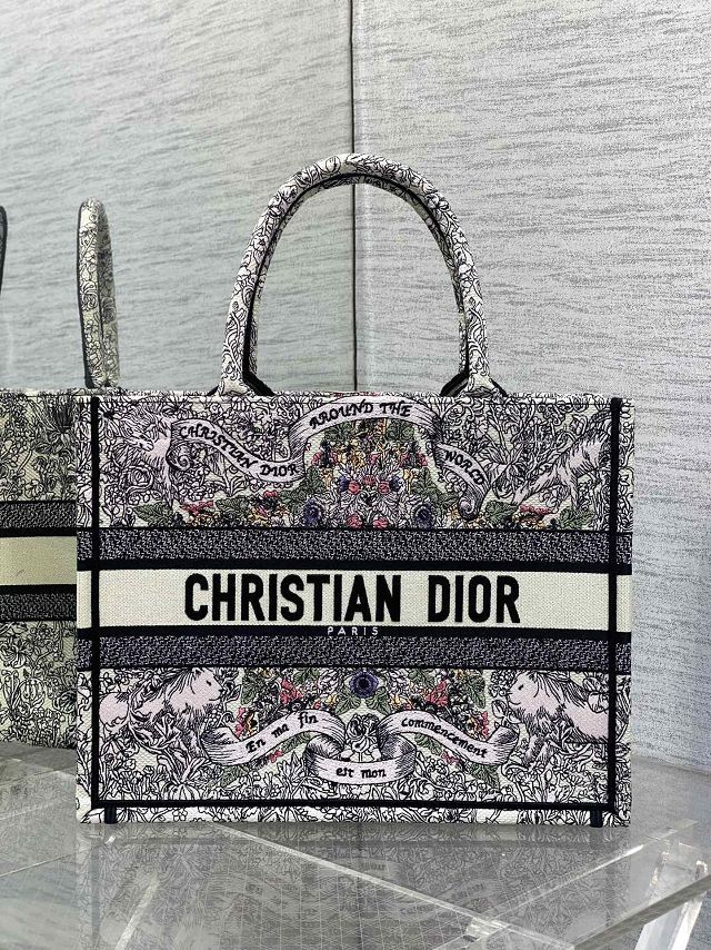 Dior original cotton medium book tote bag M1296 