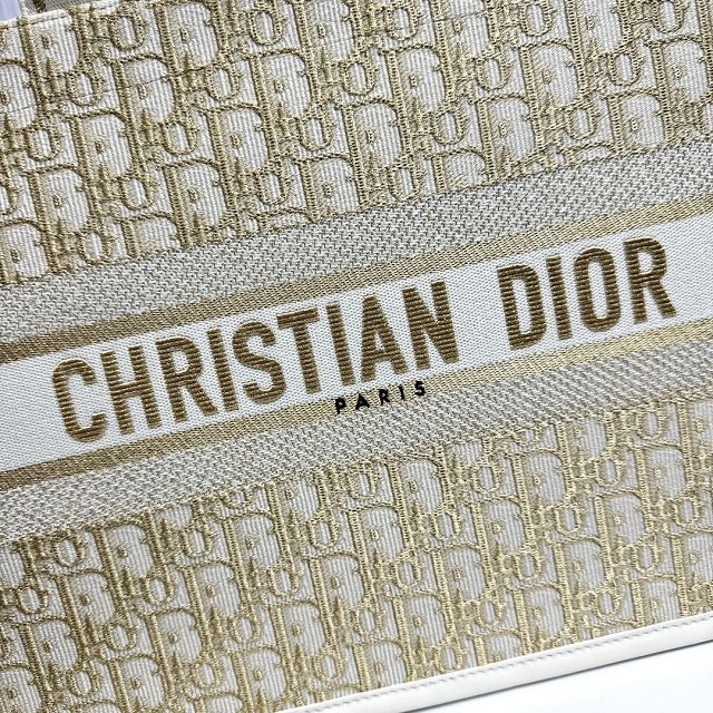 Dior original cotton&calfskin medium book tote bag M1324 white