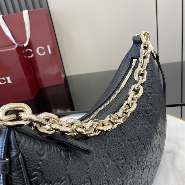 GG original calfskin emblem large shoulder bag 820453 black