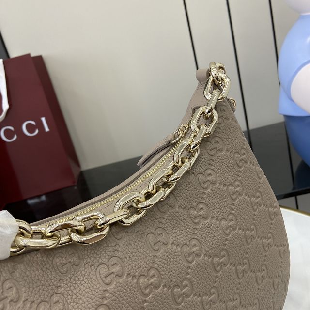 GG original calfskin emblem large shoulder bag 820453 taupe