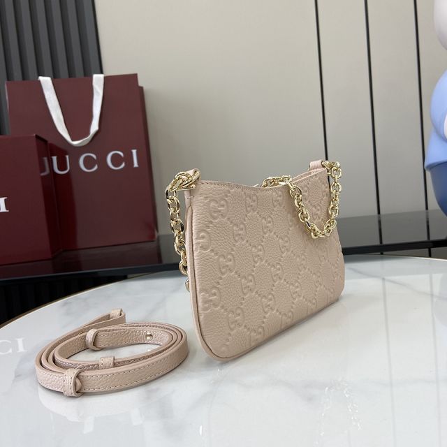 GG original calfskin emblem super mini bag 815278 light pink