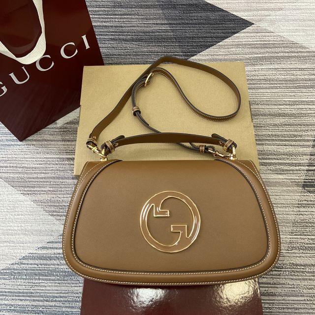 GG original calfskin blondie large top handle bag 815719 brown
