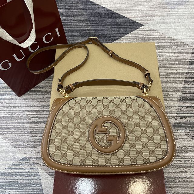 GG original canvas blondie large top handle bag 815716 brown