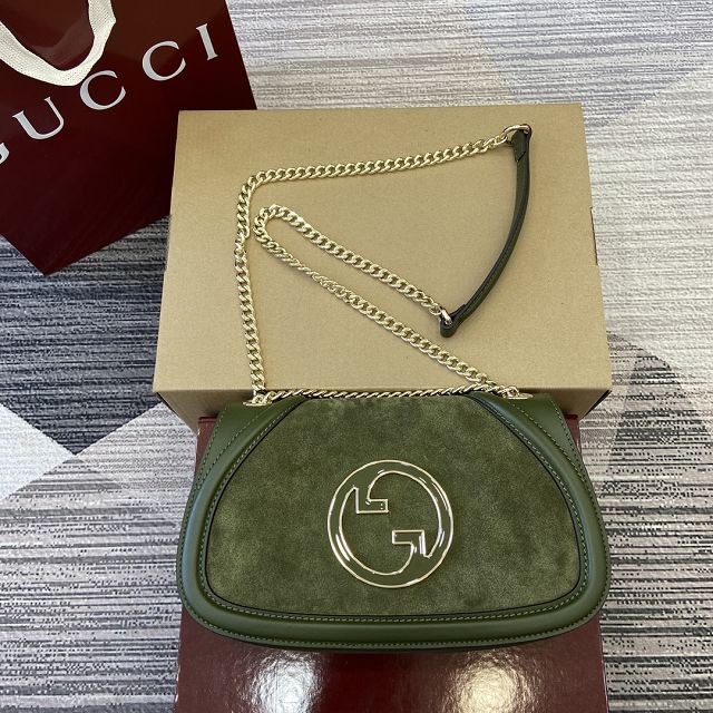GG original suede calfskin blondie medium shoulder bag 815715 green