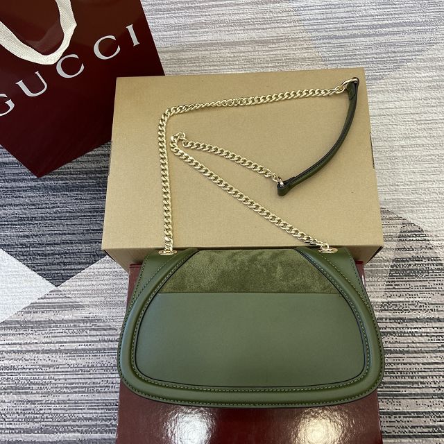 GG original suede calfskin blondie medium shoulder bag 815715 green