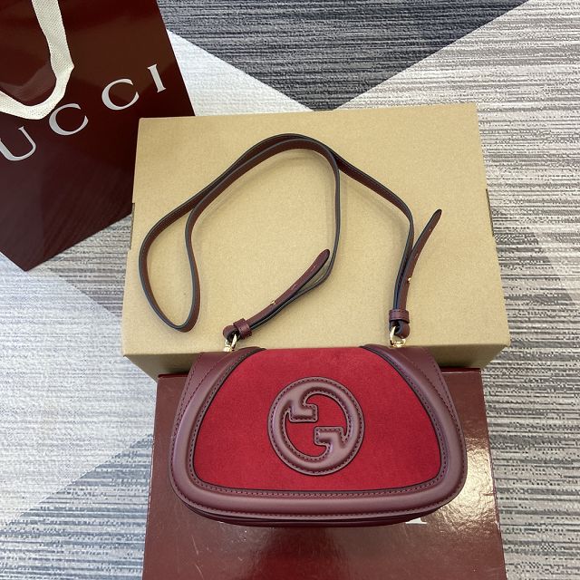 GG original suede calfskin blondie small shoulder bag 815700 red